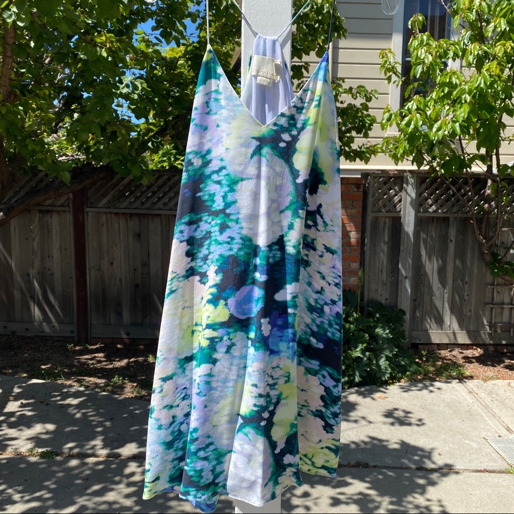 Cynthia Rowley Watercolor V Neck Silk Dress Size 4